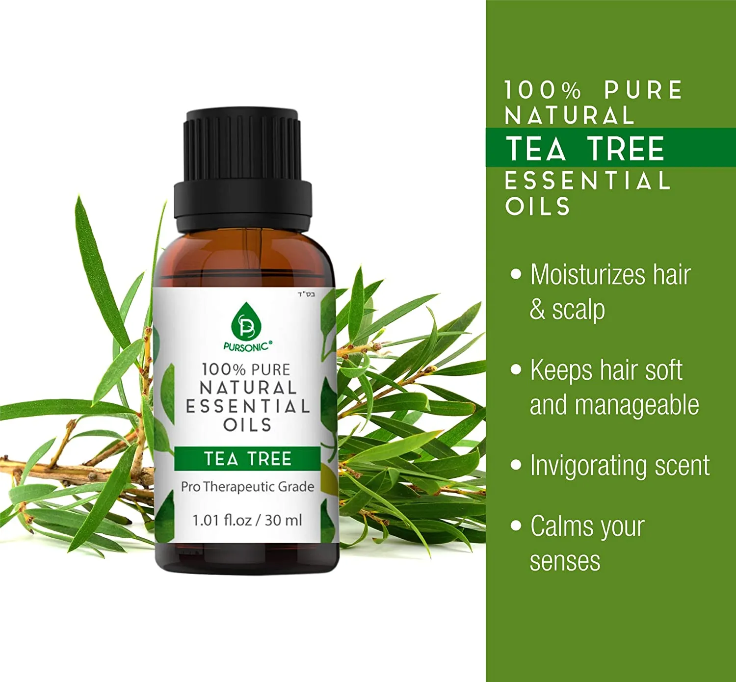 100% Pure Tea Tree Essential Oils,100% Natural & Pro Therapeutic Grade 1oz
