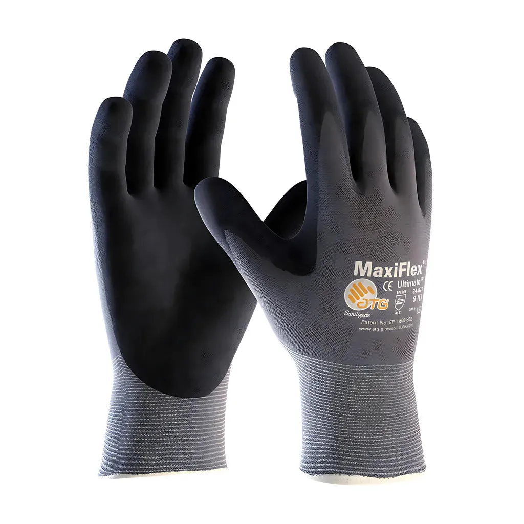 ATG 34-874T/L Seamless Knit Nylon / Elastane Glove with Nitrile Coated MicroFoam Grip on Palm & Fingers - Tagged