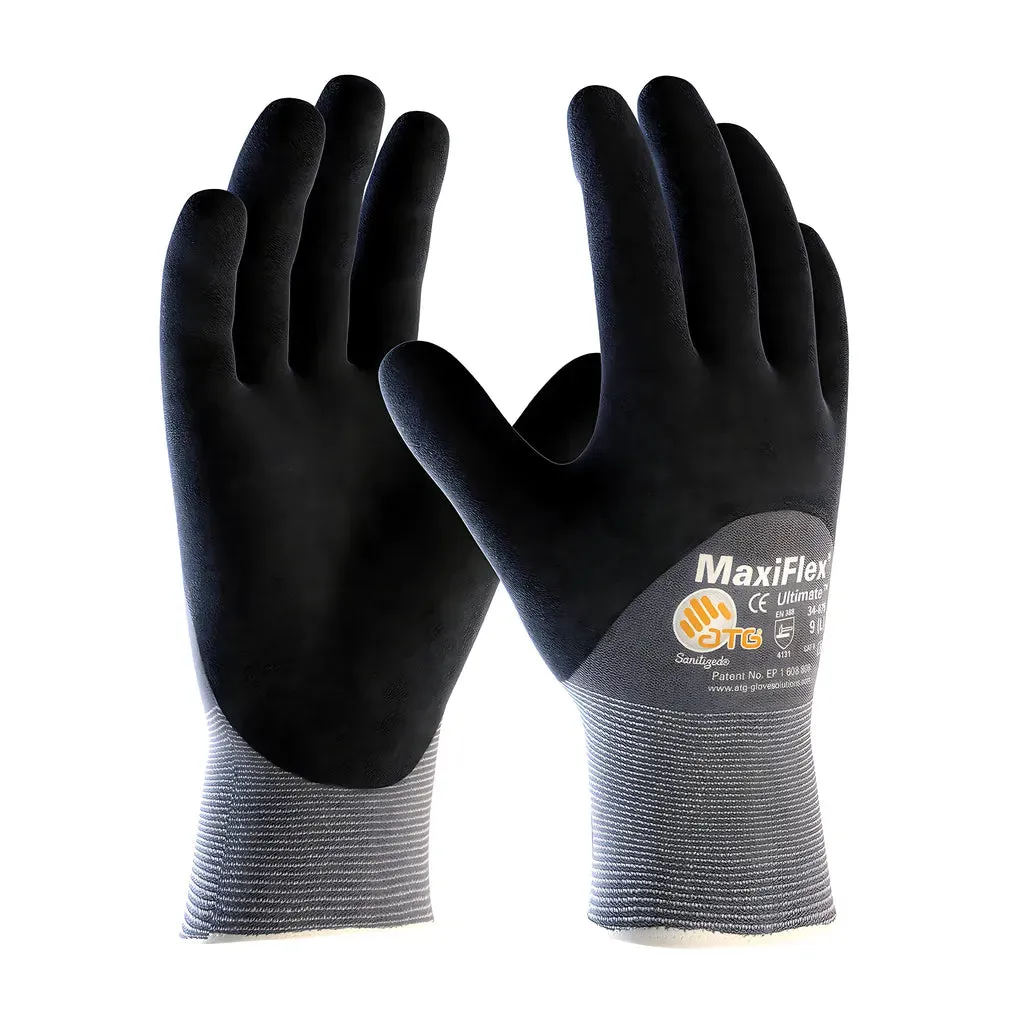 ATG 34-875V/XL Seamless Knit Nylon / Elastane Glove with Nitrile Coated MicroFoam Grip on Palm, Fingers & Knuckles - Touchscreen Compatible - Vend-Ready