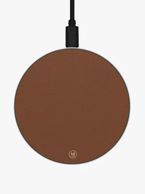 Brown leather wireless charging pad