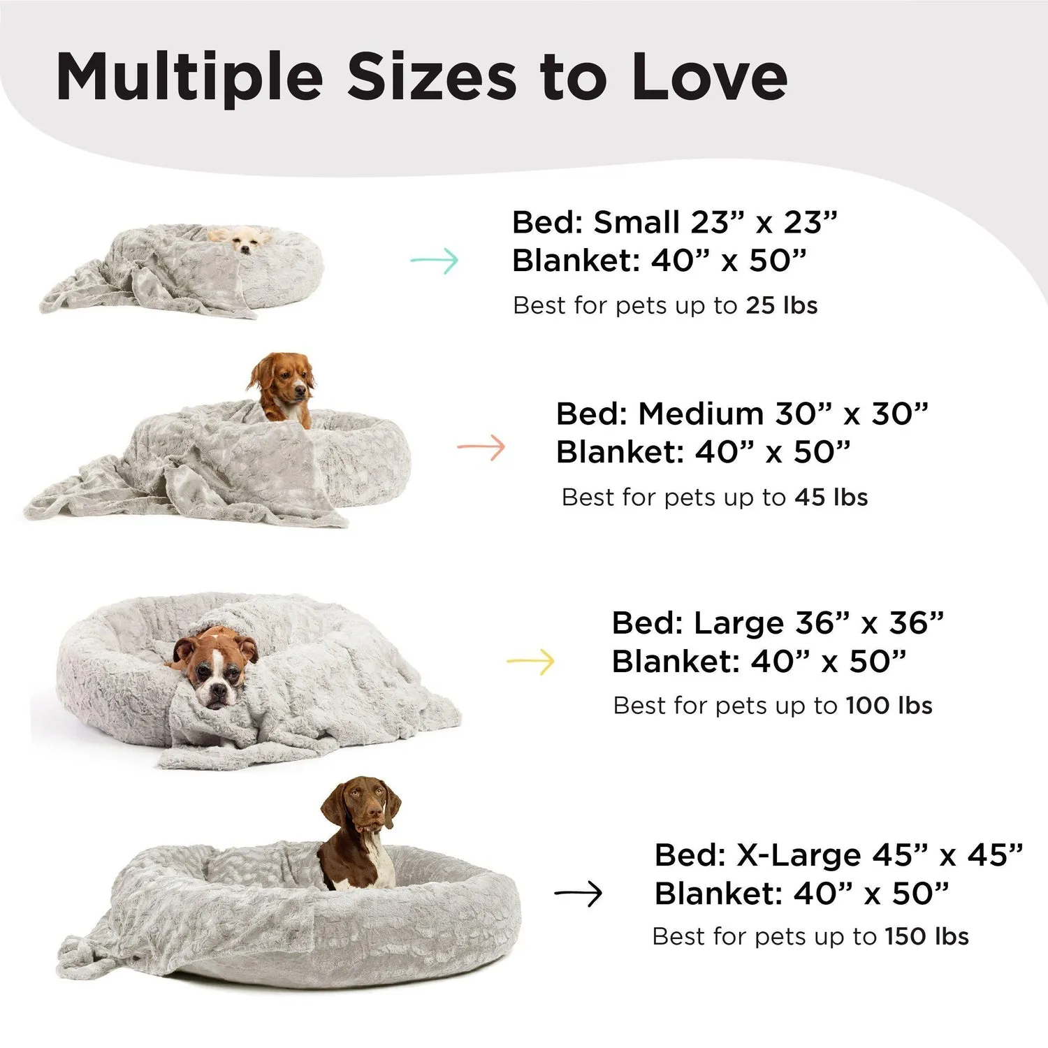 Calming Donut Dog Bed in Lux Fur   Throw Blanket Bundle for Small Pets - 23"x23"