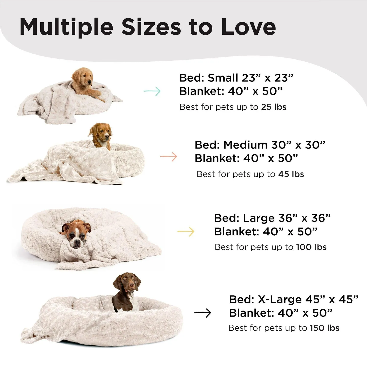 Calming Donut Dog Bed in Lux Fur   Throw Blanket Bundle for Small Pets - 23"x23"