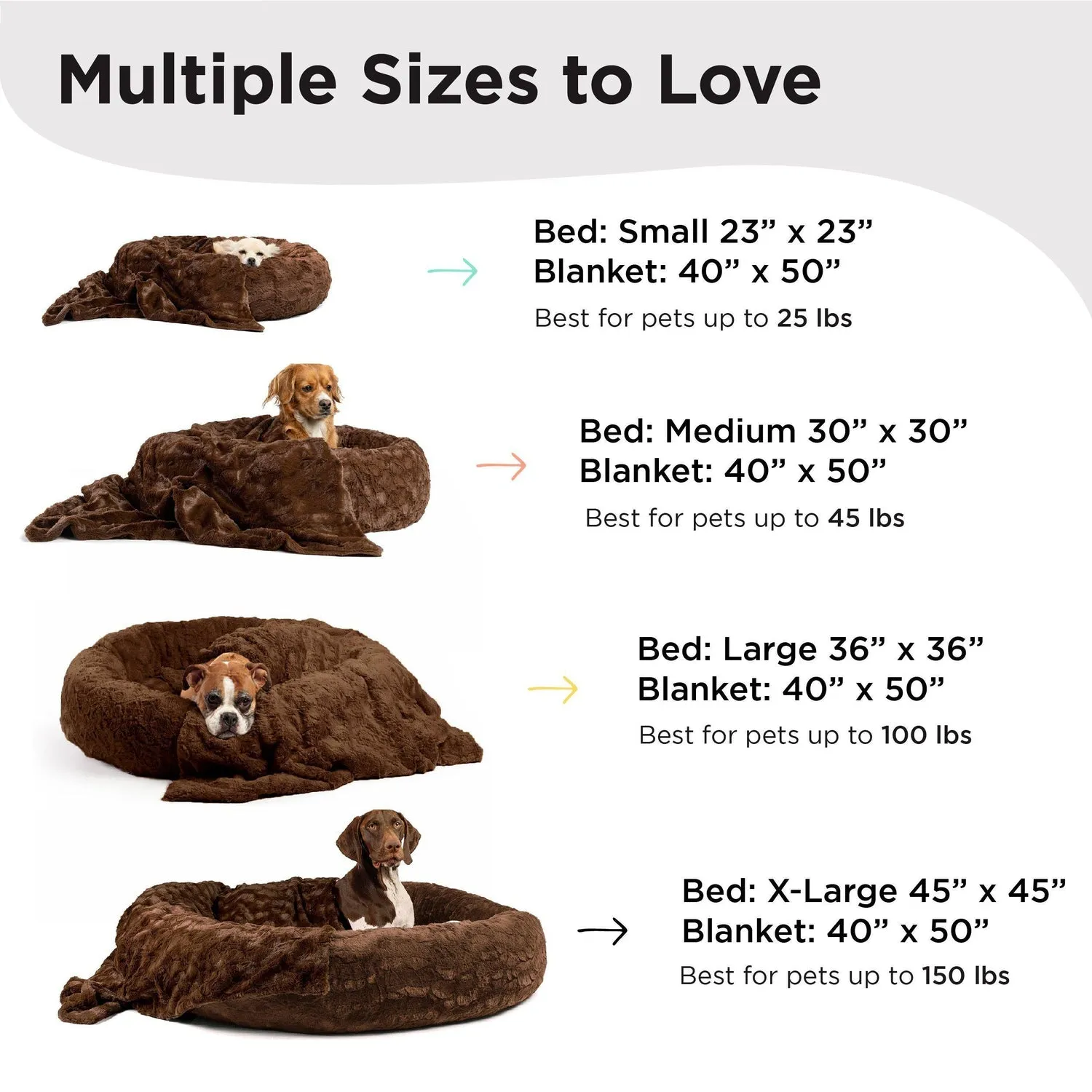 Calming Donut Dog Bed in Lux Fur   Throw Blanket Bundle for Small Pets - 23"x23"