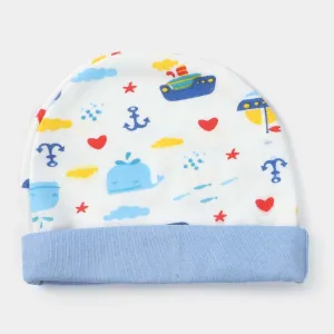 Cap Fish Print W. Blue | 0-3M