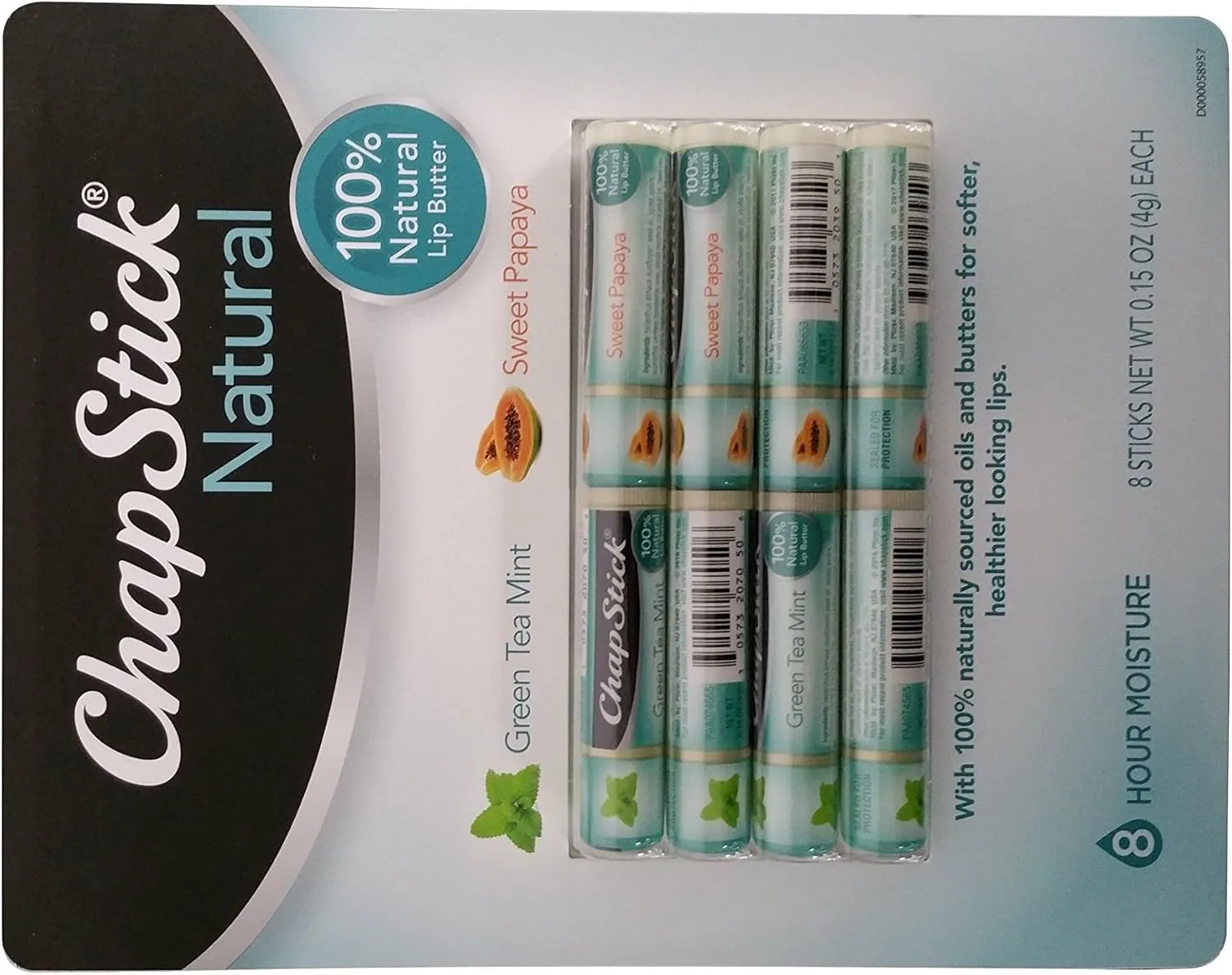 Chapstick 100% Natural Lip Butter, Green Tea Mint, 0.15 Oz