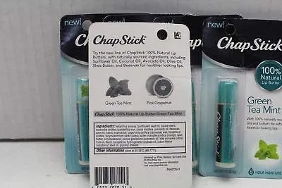 Chapstick 100% Natural Lip Butter, Green Tea Mint, 0.15 Oz