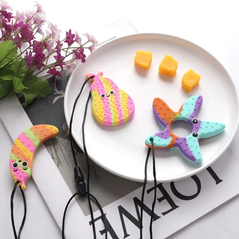 Children's fruit teether silicone cactus chew stick baby teeth chew stick decompression toy autism relief