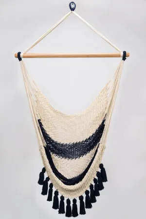 Colonial Navy Blue Cotton Hammock Swing with Tassels