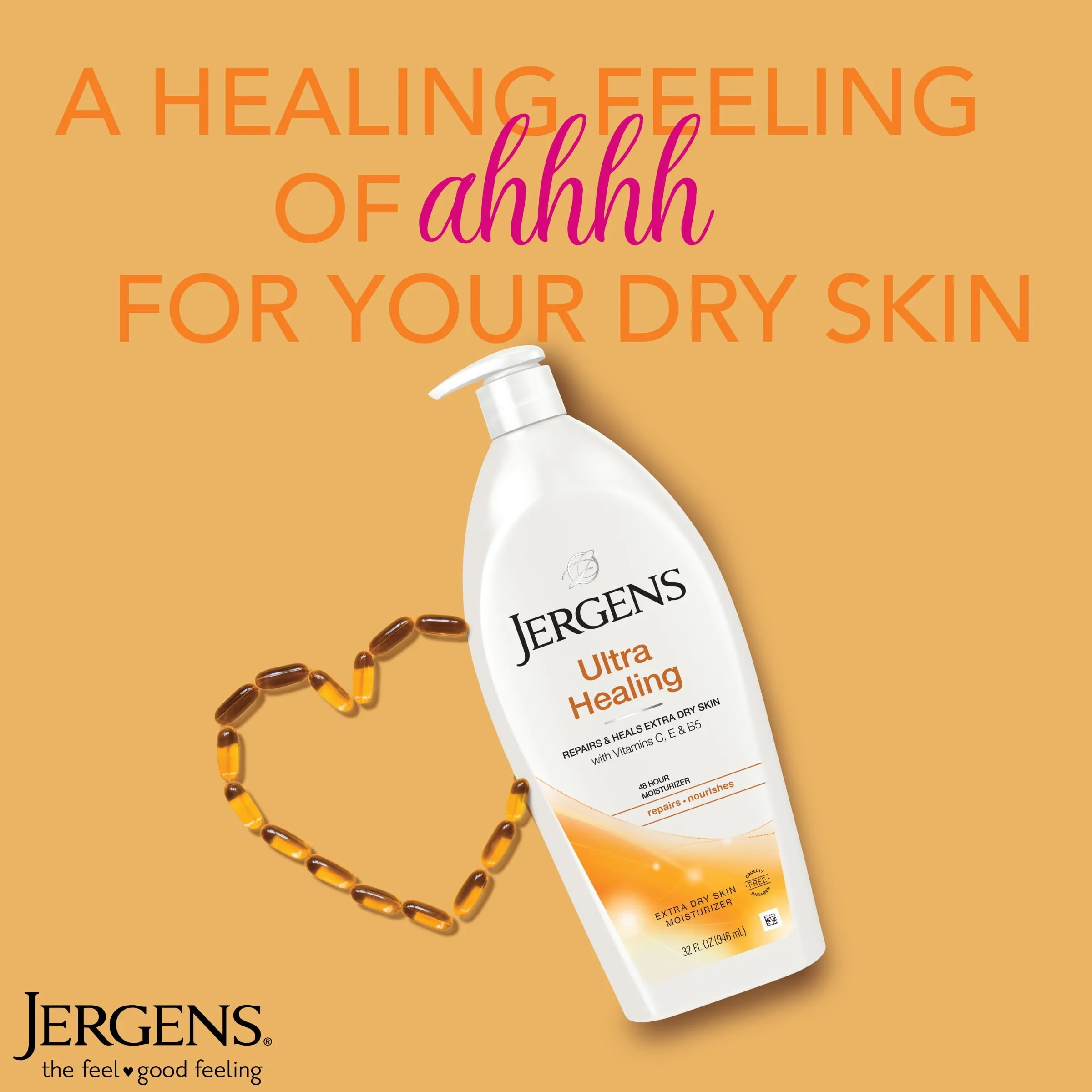 Jergens Hand and Body Lotion, Ultra Healing Dry Skin Moisturizing Body Lotion, 32 Oz