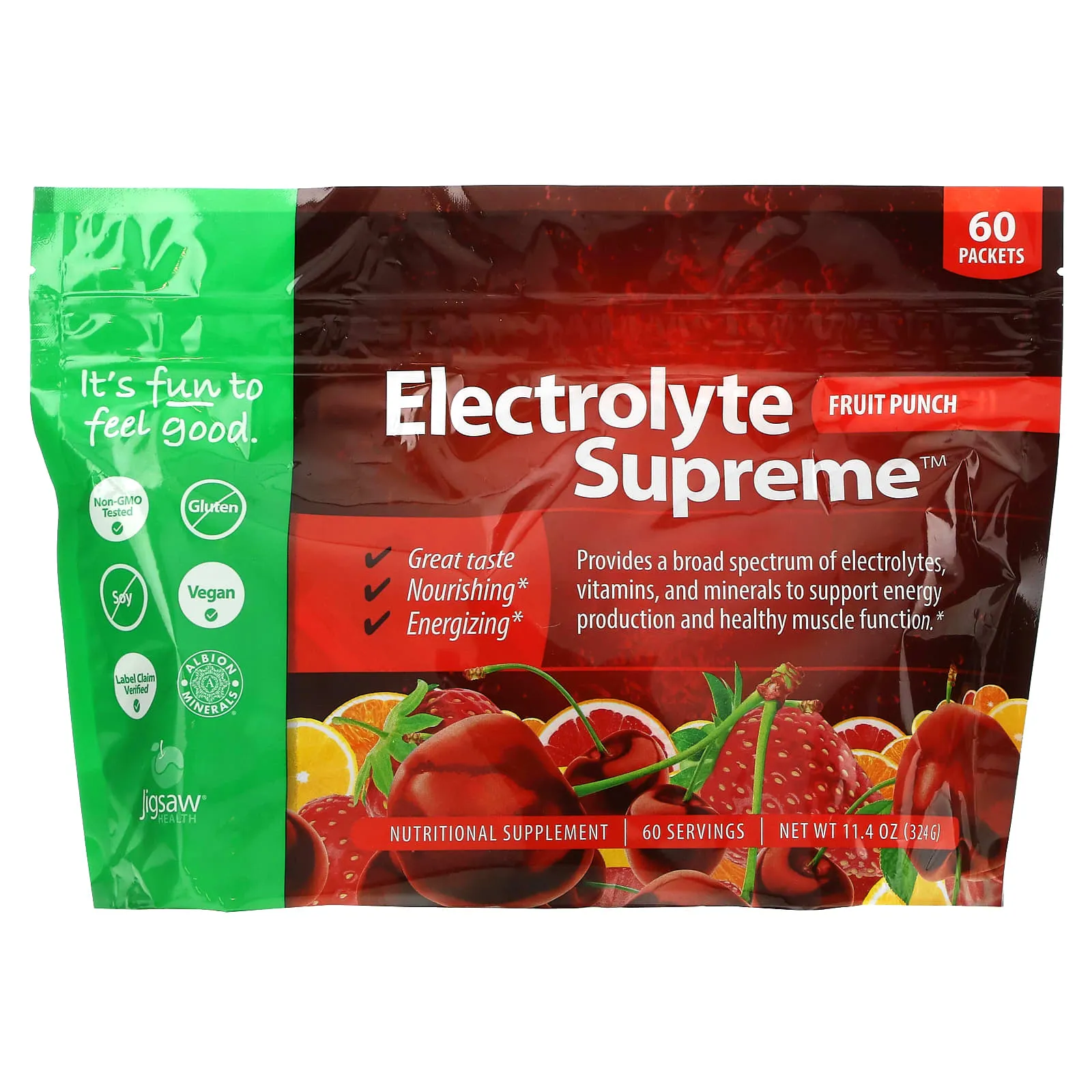 Jigsaw Health Electrolyte Supreme Dietary Supplement, Fruit Punch, 60 Packets