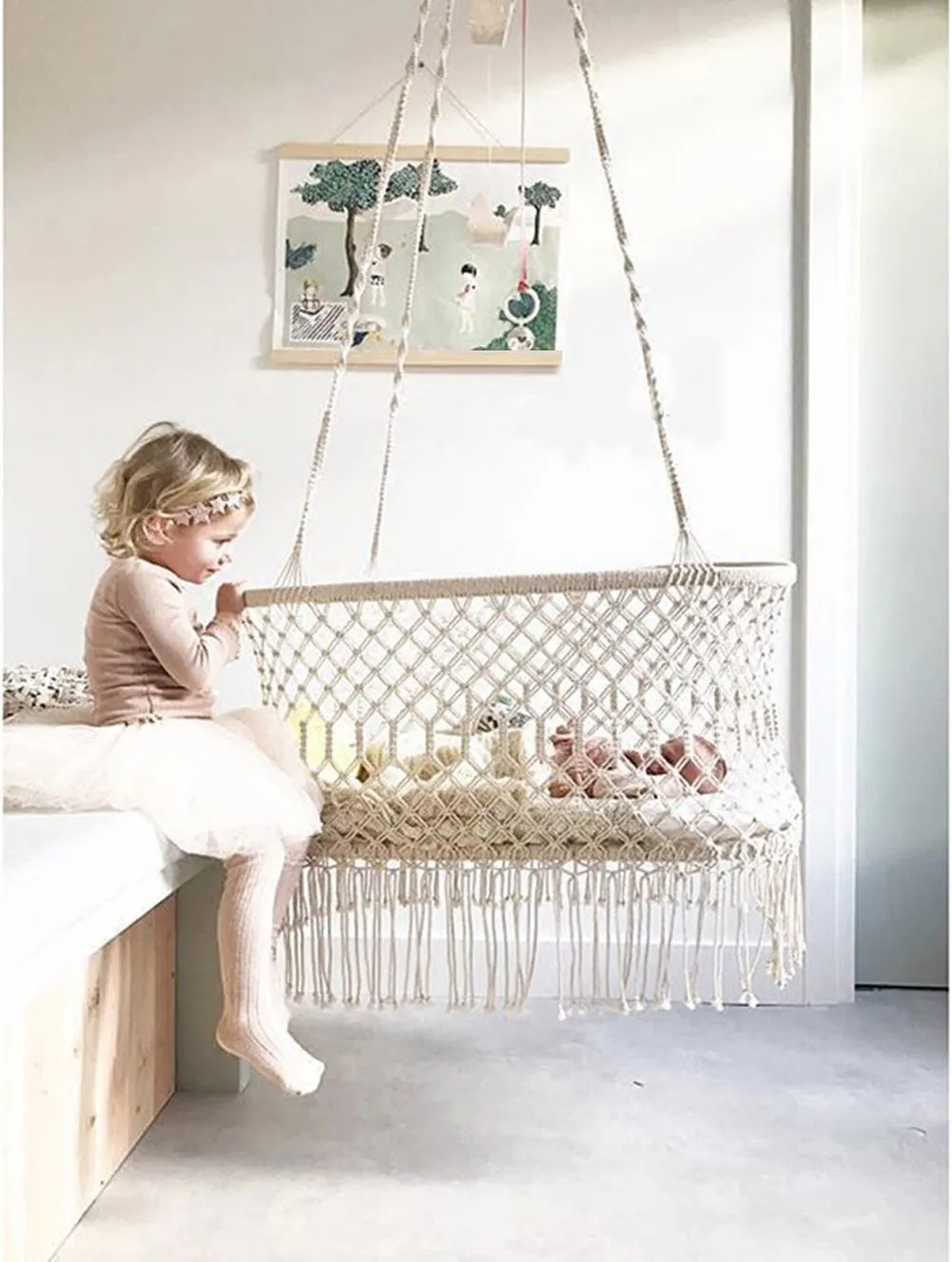 Macrame Cradle Hanging Hammock - Here&There