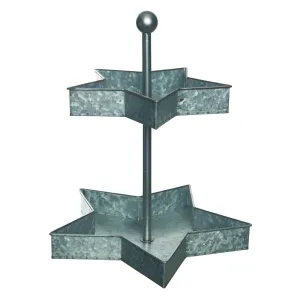 Metal 2 Tiered Star Decor Tray