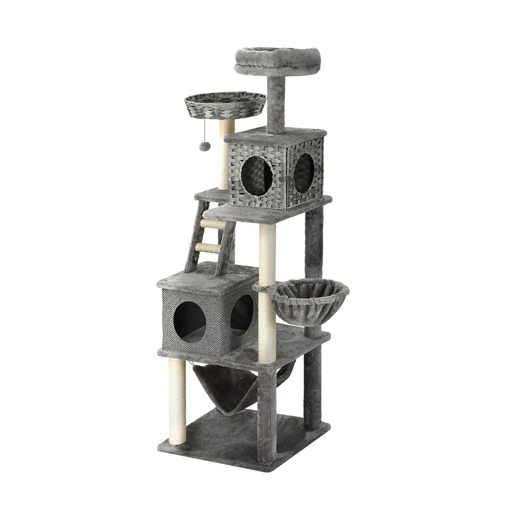 Multi-Level 169cm Cat Tree - Sisal, Rattan, Wood | i.Pet