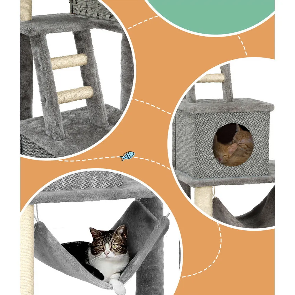 Multi-Level 169cm Cat Tree - Sisal, Rattan, Wood | i.Pet