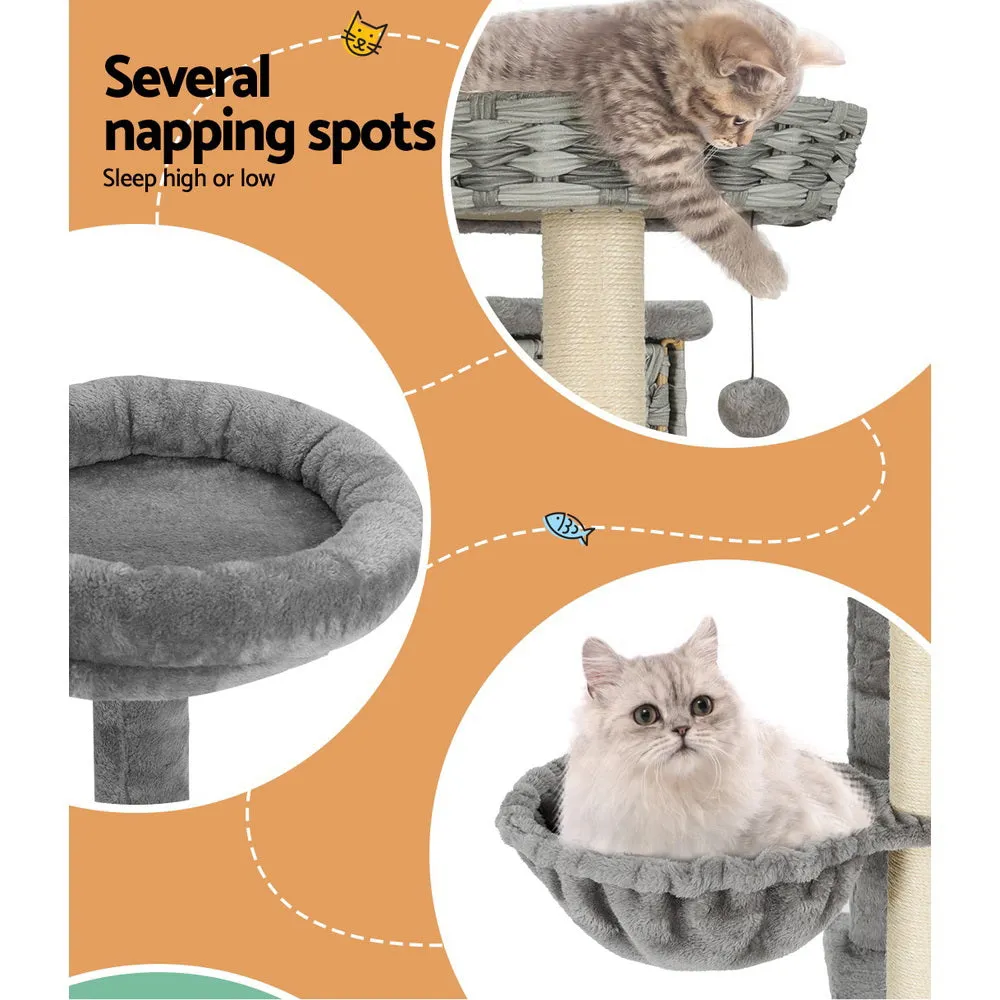 Multi-Level 169cm Cat Tree - Sisal, Rattan, Wood | i.Pet