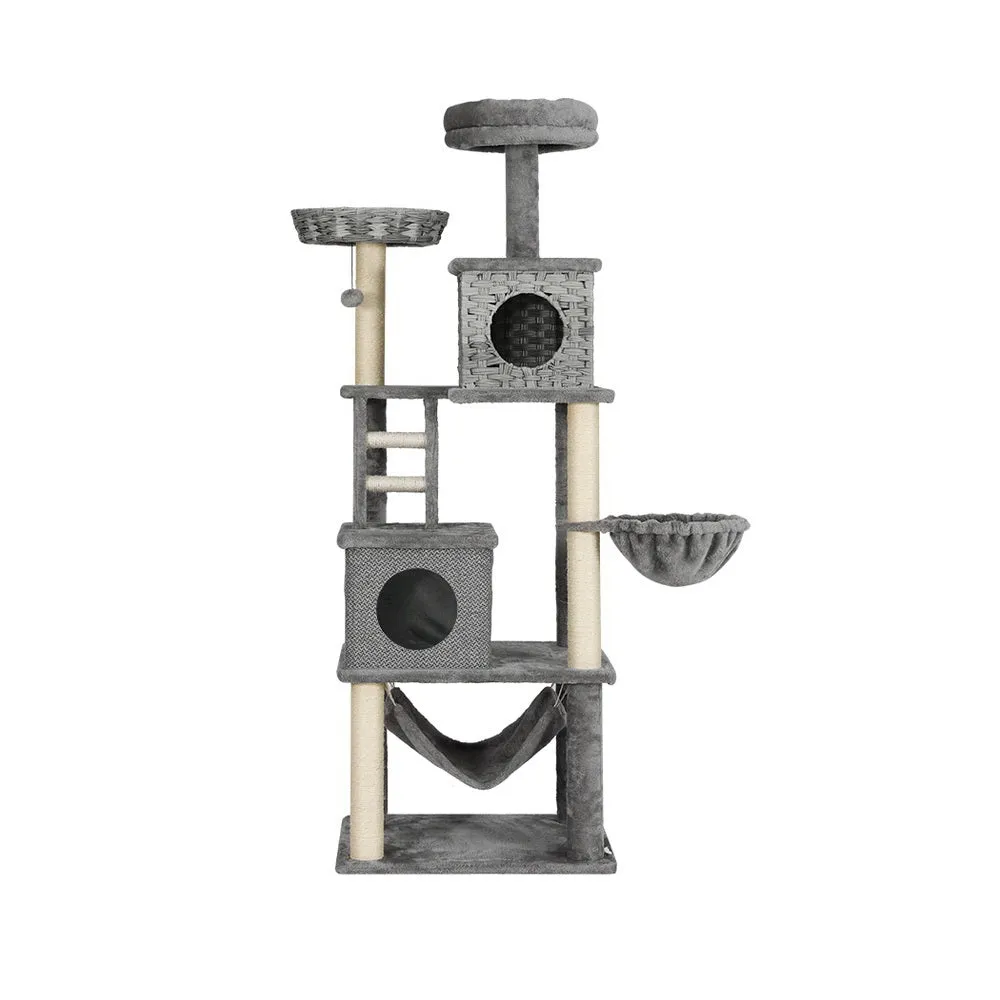 Multi-Level 169cm Cat Tree - Sisal, Rattan, Wood | i.Pet