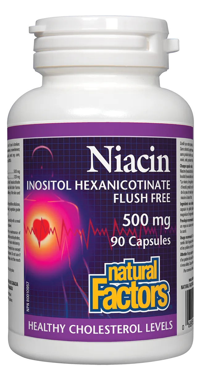 Natural Factors Niacin Inositol Hexanicotinate - Flush Free (500mg) (90 Caps)