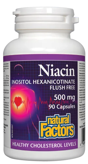 Natural Factors Niacin Inositol Hexanicotinate - Flush Free (500mg) (90 Caps)