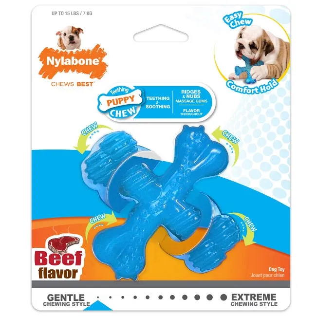 Nylabone Puppy Chew X Bone, Blue