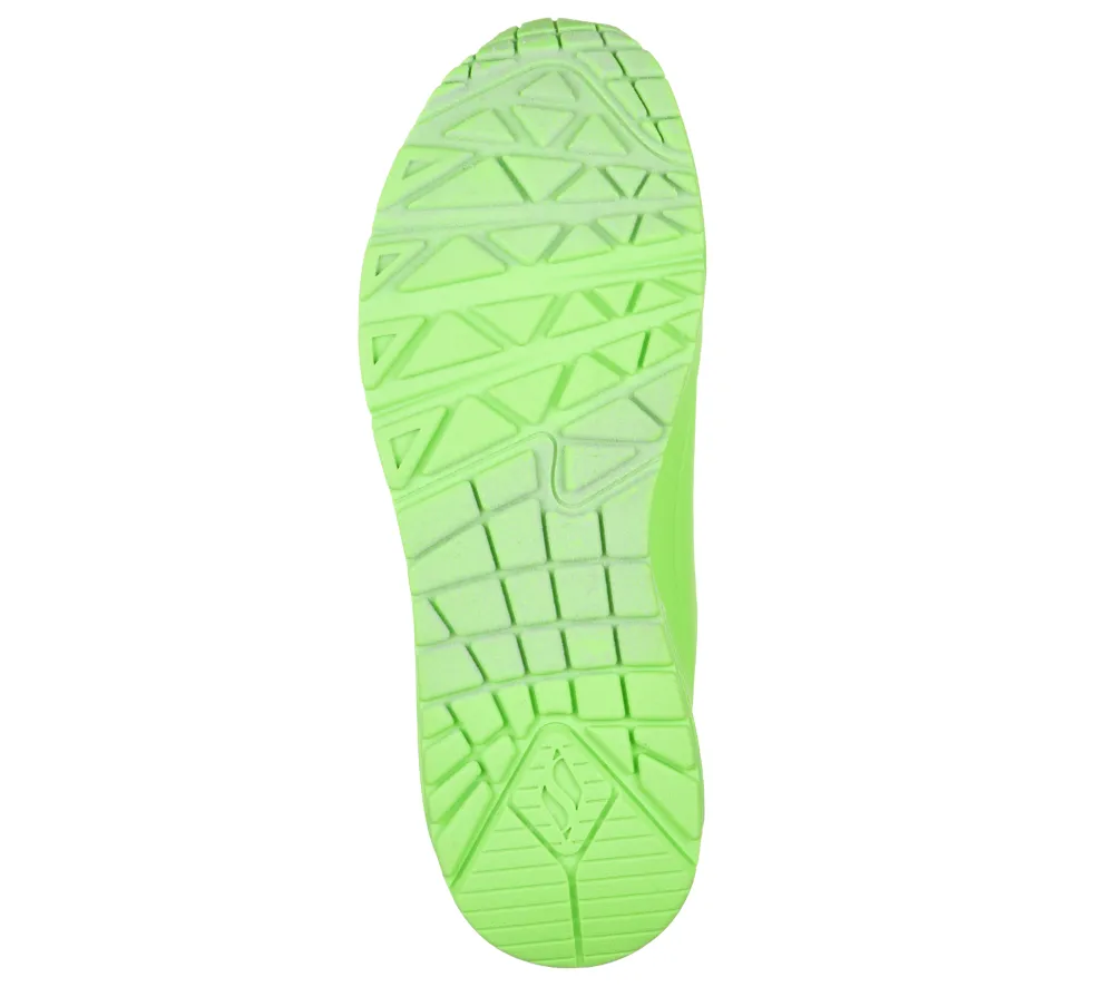 Pantofi sport, dama, SKECHERS UNO-NIGHT SHADES 73667-LMGN verde neon, piele ecologica