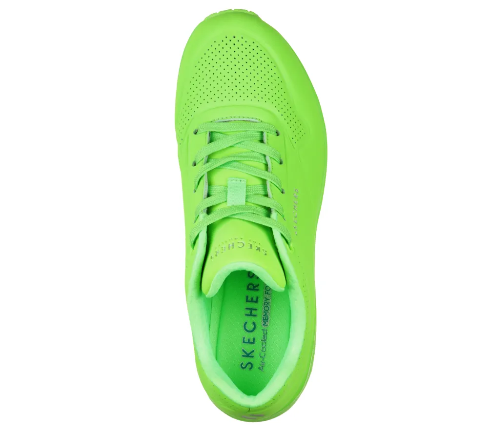 Pantofi sport, dama, SKECHERS UNO-NIGHT SHADES 73667-LMGN verde neon, piele ecologica