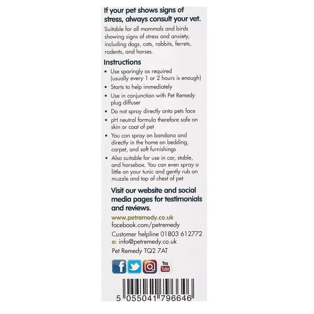 Pet Remedy 15ml Natural De-Stress and Calming Mini Spray