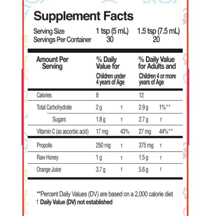 Sunshine Nutrition Propolis Raw Honey Syrup 150 ml