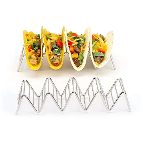 Taco Holders Set 2 Stainless Steel 4 to 5 Tacos 5 Styles 2lbdepot