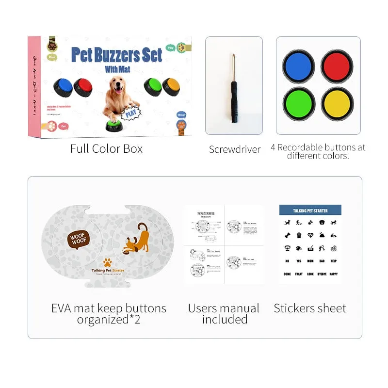 Talkative Tails: Recordable Pet Training Buttons for Interactive Pet Play!