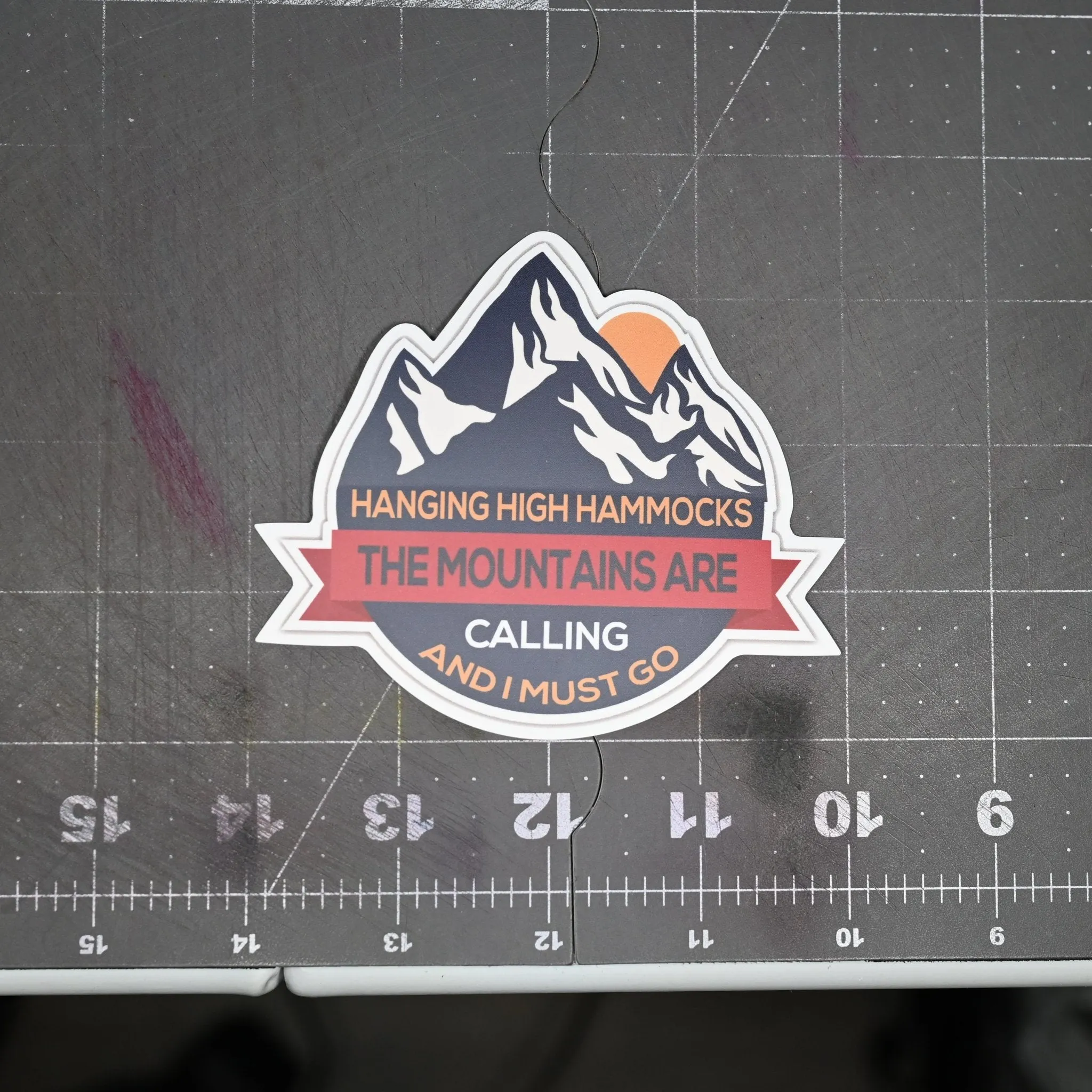 The Mountains Are Calling Sticker- Hanging High Hammocks- Large and Small