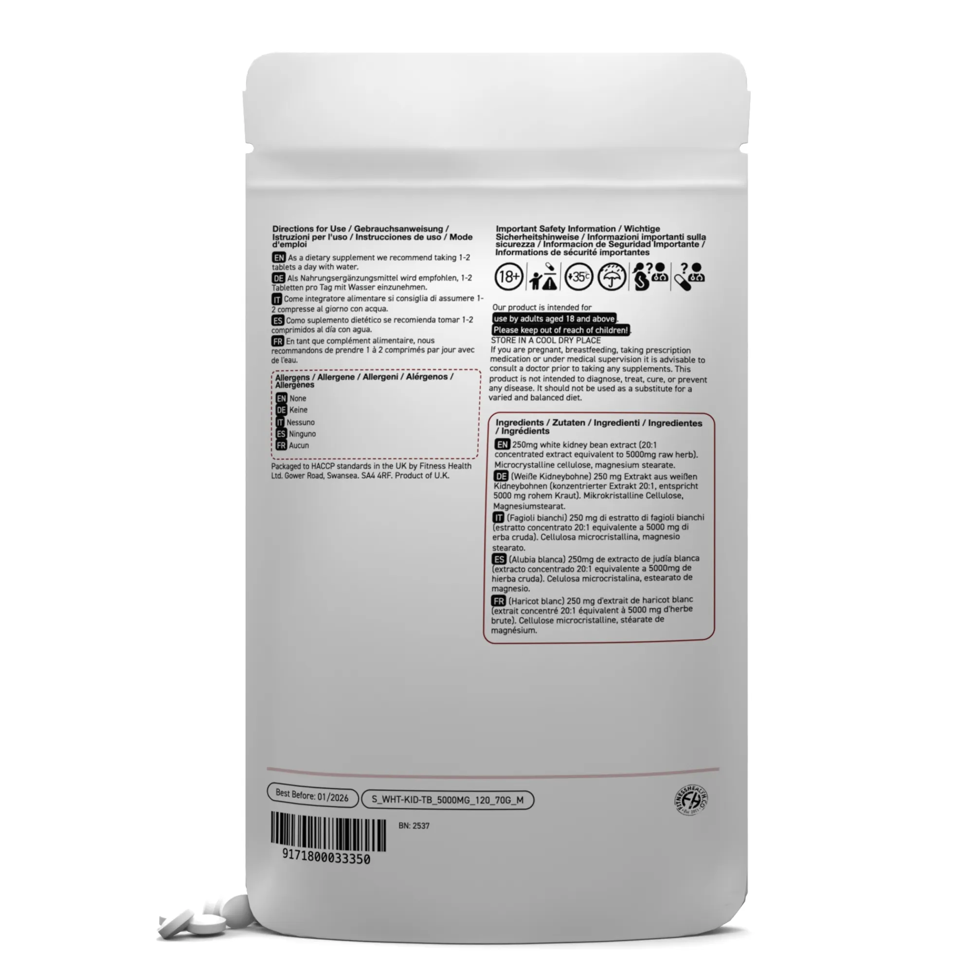 White Kidney Bean Extract 5000mg Tablets